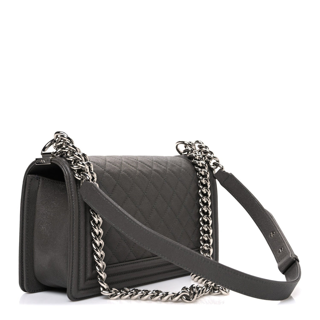 Chanel Caviar Quilted Medium Boy Flap Dark Grey