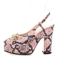 Gucci Calfskin Python Print Horsebit Platform 35/120mm Slingback Pumps 35 Wild Rose