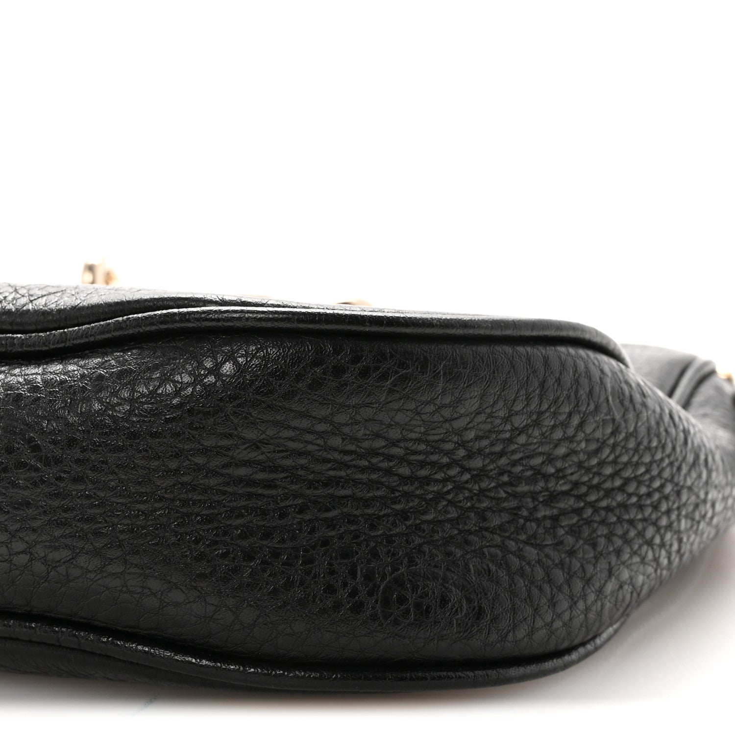 Gucci GG Grainy Calfskin Emblem Small Half Moon Shoulder Bag Black