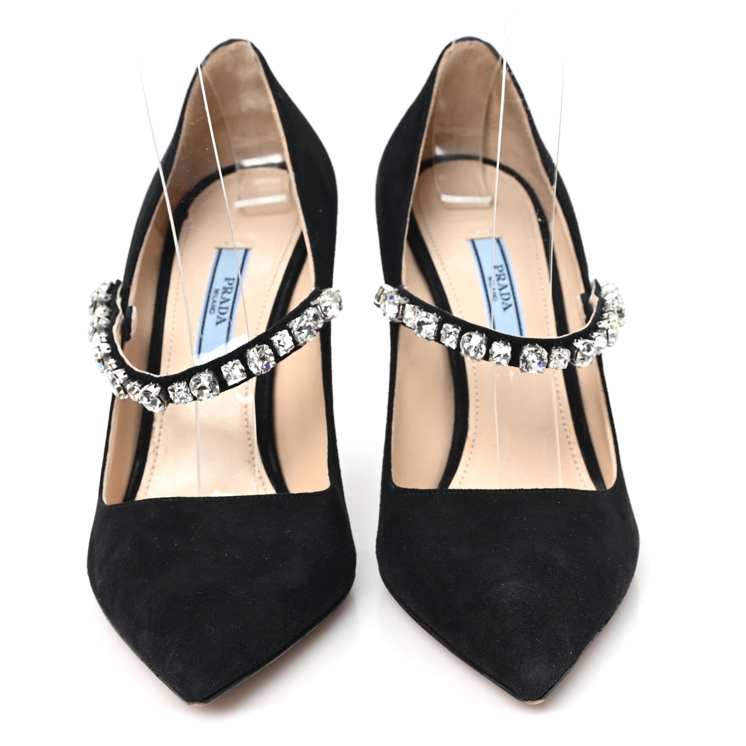 Prada Camoscio Crystal Pumps 37 Black