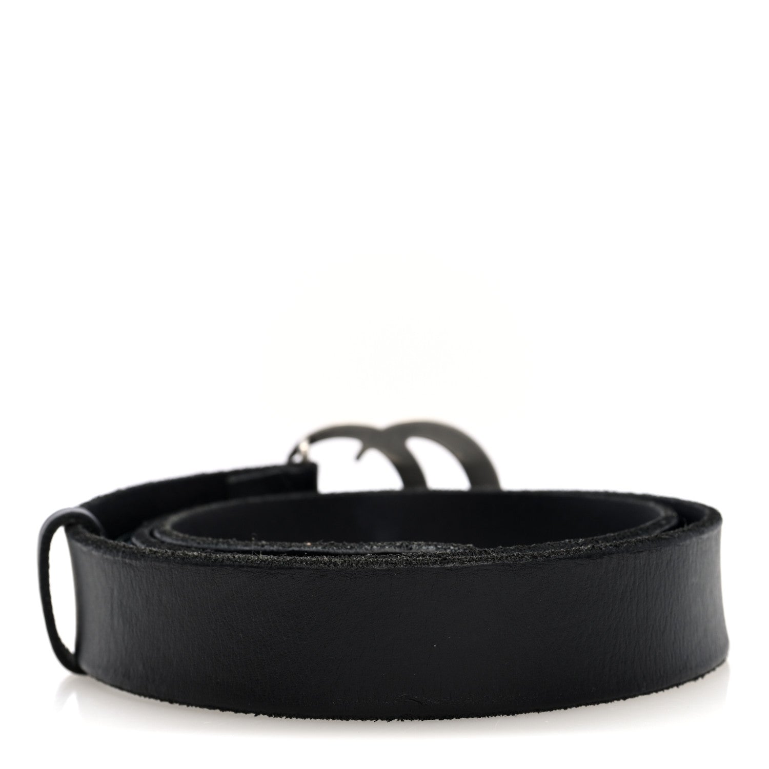Gucci Cuoio Toscano Nickel Double G 85 34 Belt Black