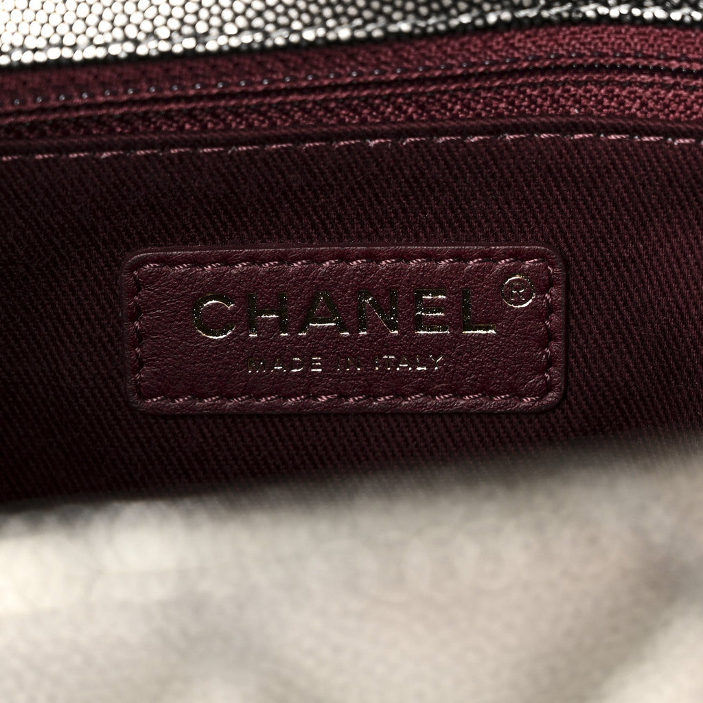 Chanel Metallic Caviar Quilted Small Coco Handle Flap Silver