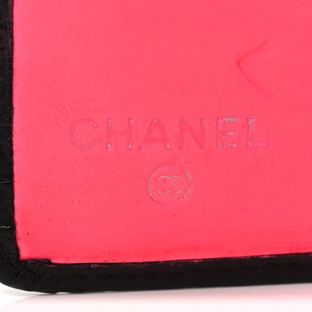 Calfskin Quilted Cambon Yen Wallet Black