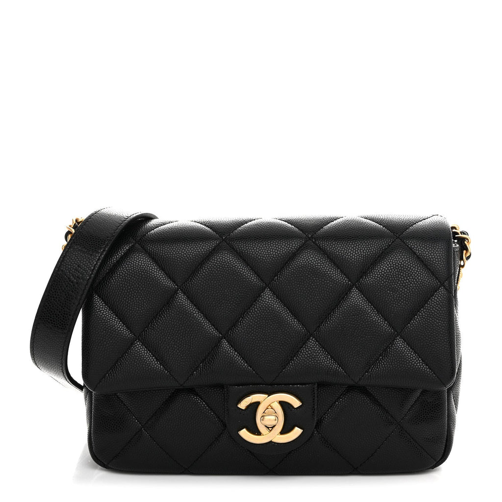 Chanel Caviar Quilted Small Twist Your Buttons Flap Black