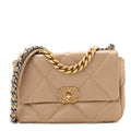 Chanel Lambskin Quilted Medium Chanel 19 Flap Dark Beige