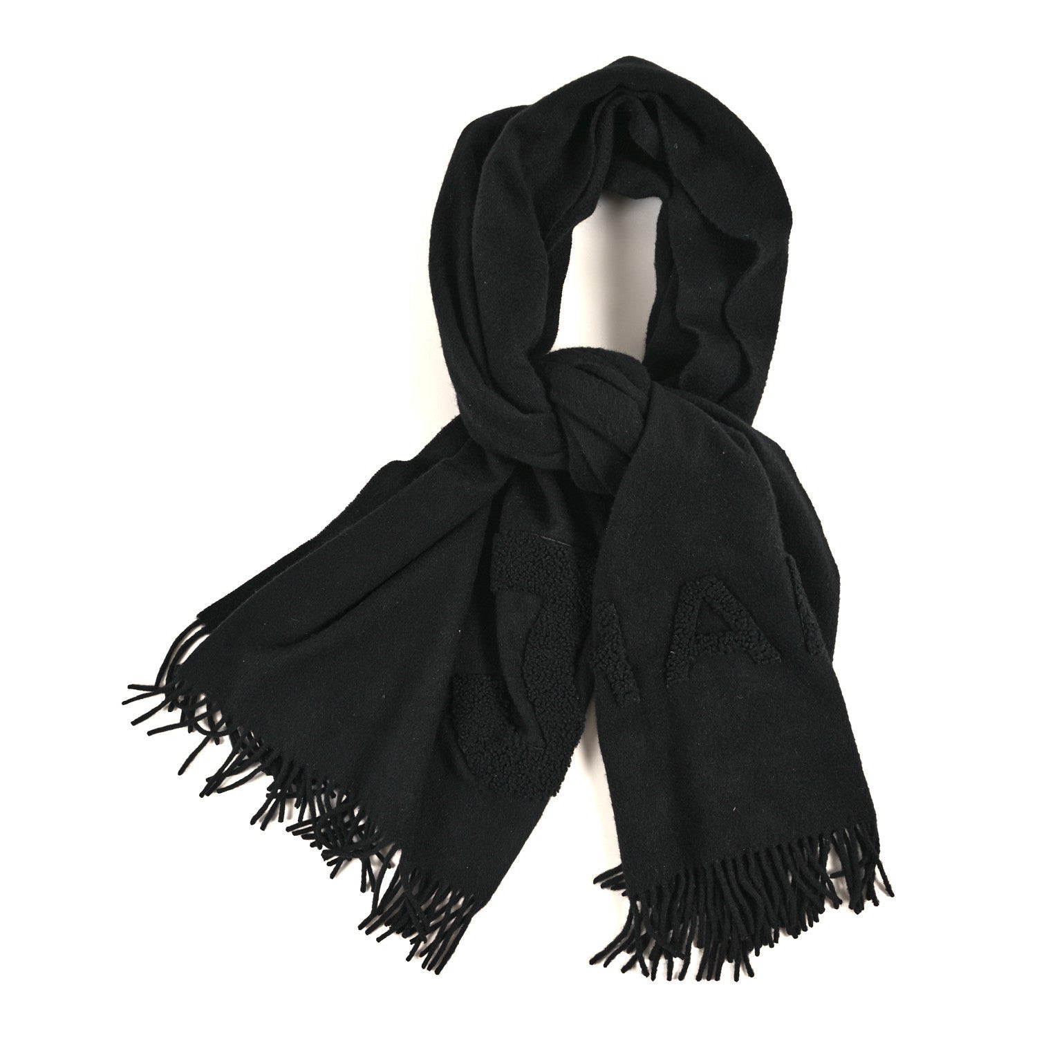 Cashmere Fringe Stole Scarf Black