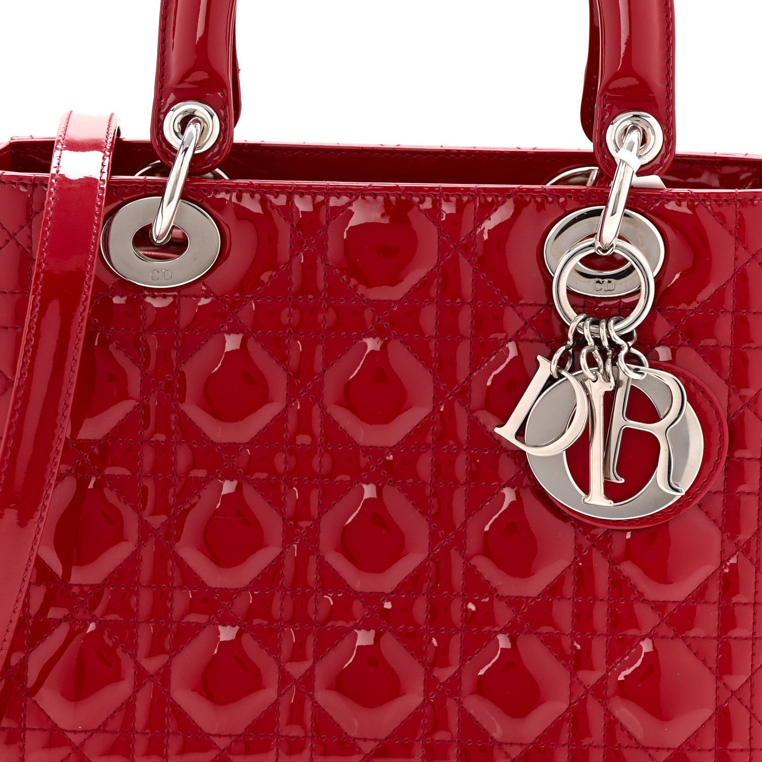 Christian Dior Patent Cannage Medium Lady Dior Red