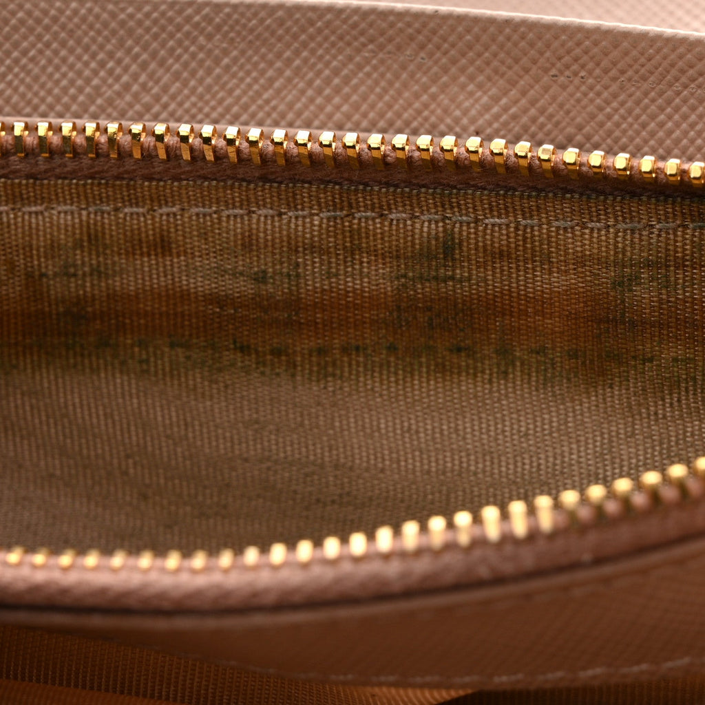 Prada Saffiano Fiocco Bow Continental Wallet Cammeo