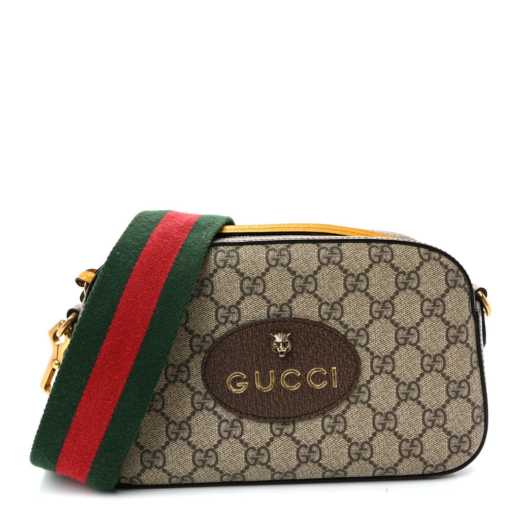 Gucci GG Supreme Monogram Web Neo Vintage Shoulder Bag Beige New Acero Crop