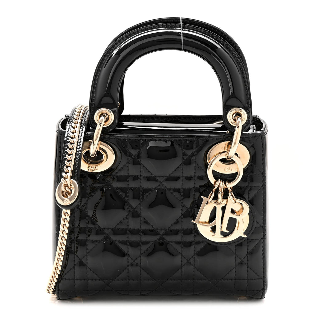 Christian Dior Patent Cannage Mini Lady Dior Black