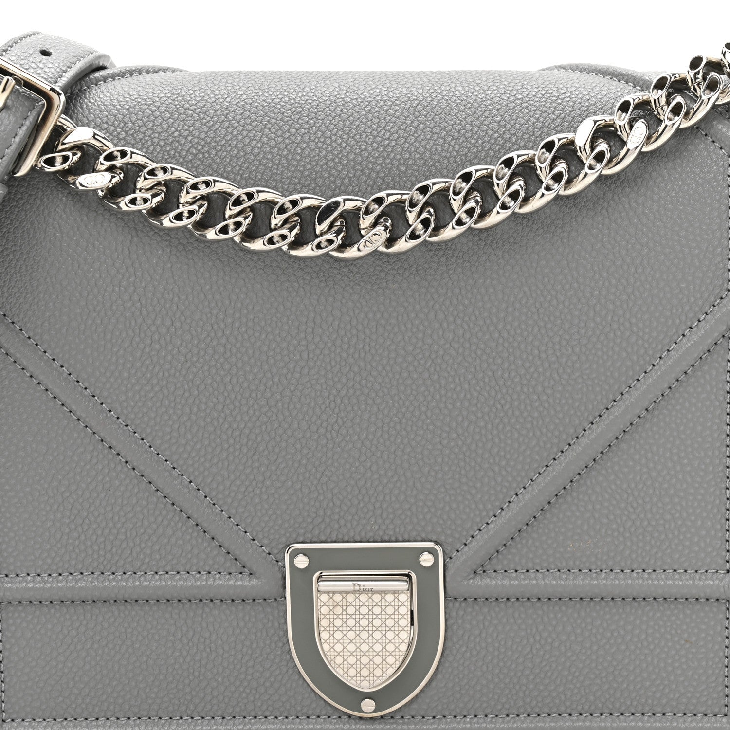 Christian Dior Grained Calfskin Medium Diorama Flap Bag Gris