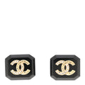 Enamel Strass CC Earrings Black