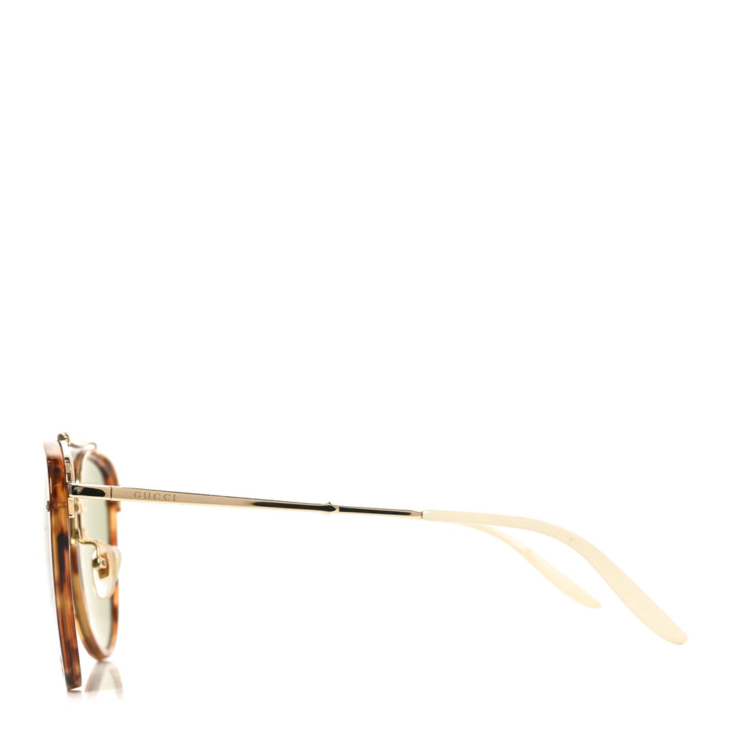 Gucci Aviator Sunglasses GG0672S Havana Gold Green