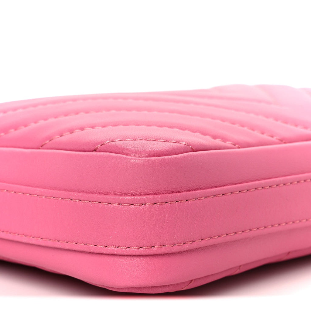 Chanel Lambskin Chevron Quilted Small Promenade Camera Case Pink