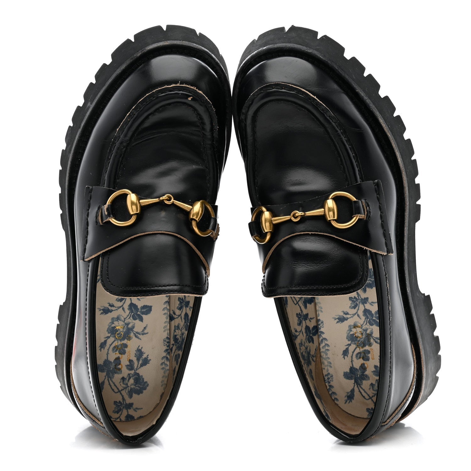 Gucci Cordovan Lux Womens Harald Horsebit 25mm Platform Loafers 38.5 Black