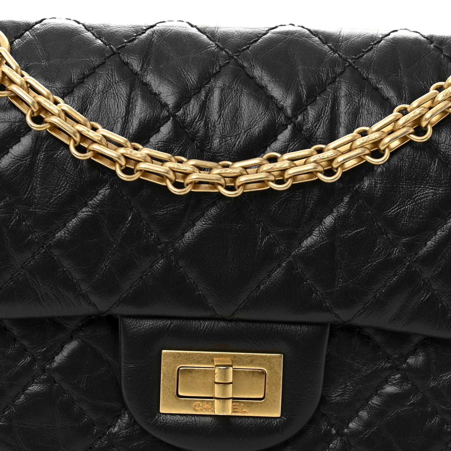 Chanel Aged Calfskin Quilted 2.55 Reissue Mini Flap Black