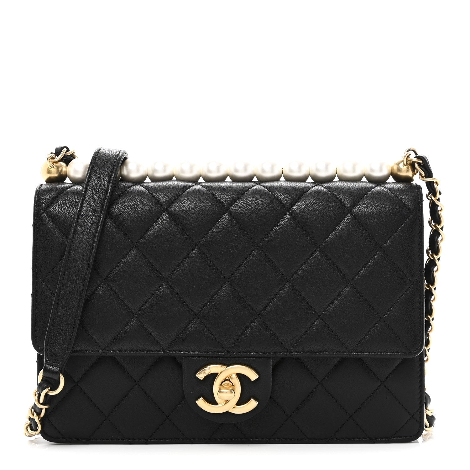 Chanel Goatskin Quilted Small Chic Pearls Flap Black