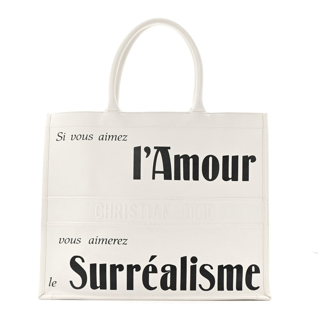 Christian Dior Calfskin Large Surrealism Book Tote Ivory