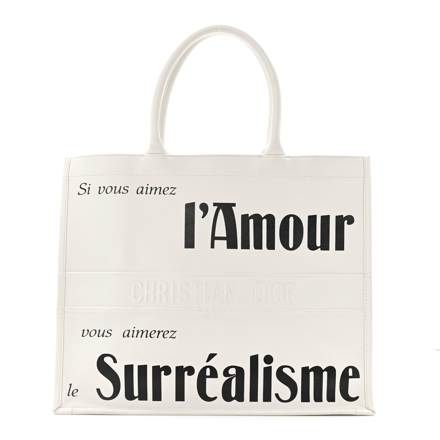 Christian Dior Calfskin Large Surrealism Book Tote Ivory