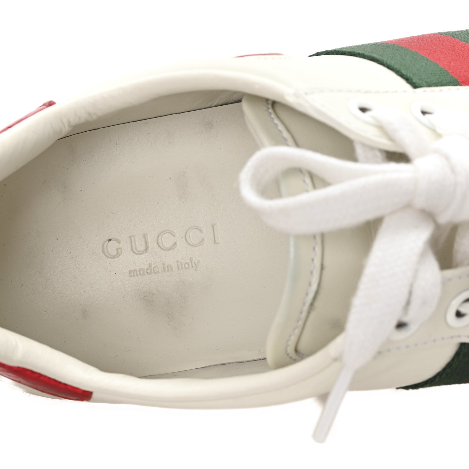 Gucci Calfskin Web Heart Embroidered Womens Ace Sneakers 36 White