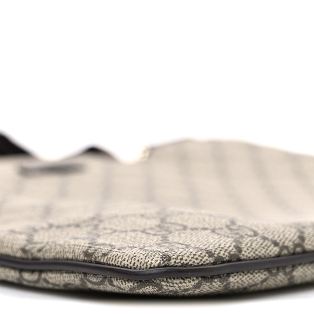 Gucci GG Supreme Monogram Medium Flat Messenger Bag Dark Brown