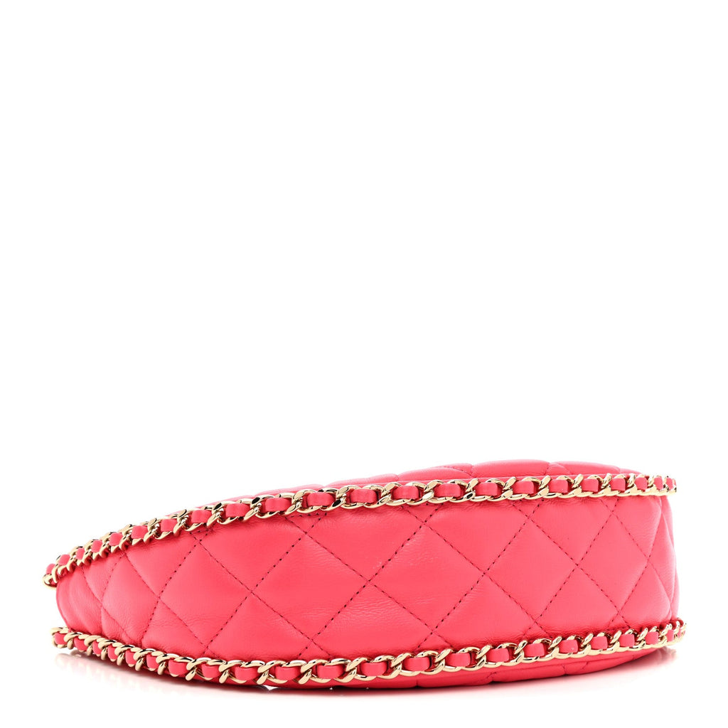 Chanel Lambskin Quilted Small Hobo Bag Pink