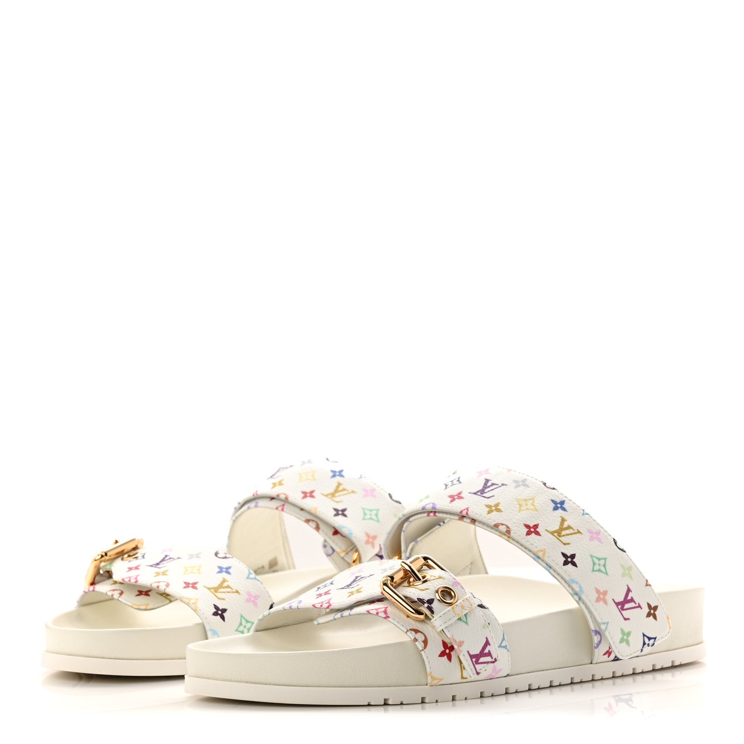 Louis Vuitton LV X TM Monogram Multicolor Bom Dia Comfort Mule Sandals 38.5 White