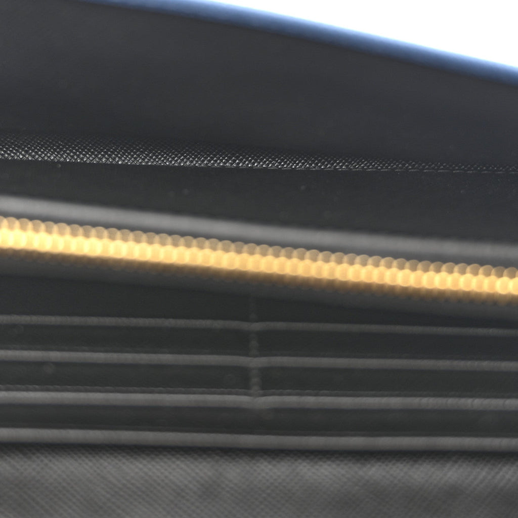 Prada Saffiano Bi-Color Metal Continental Flap Wallet Cobalto Black
