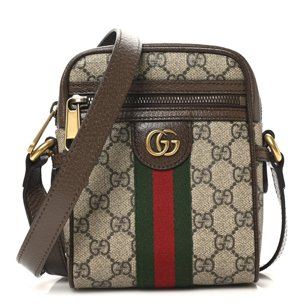 Gucci GG Supreme Monogram Web Mini Ophidia Messenger Brown