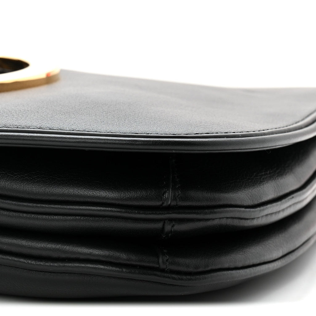 Gucci Roxy Calfskin Web Medium Blondie Top Handle Shoulder Flap Bag Black