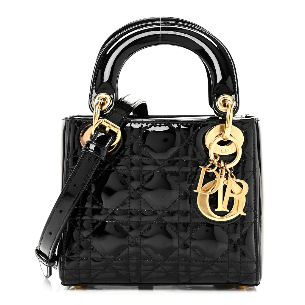 Christian Dior Patent Cannage Mini Lady Dior Black