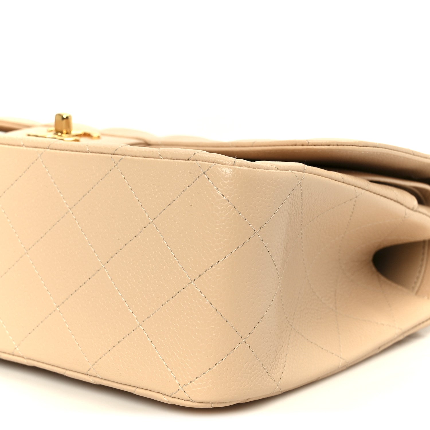 Chanel Caviar Quilted Jumbo Double Flap Beige
