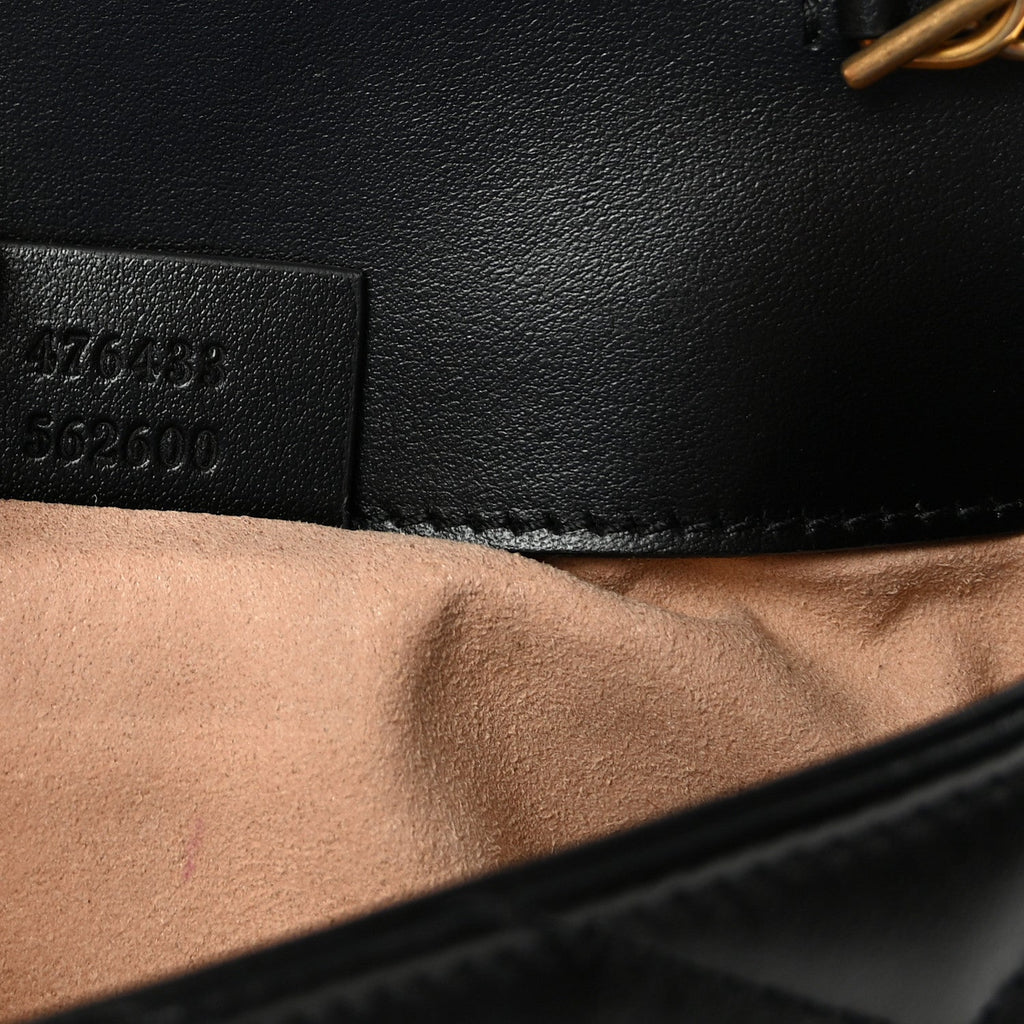 Gucci Calfskin Matelasse Super Mini GG Marmont Shoulder Bag Black
