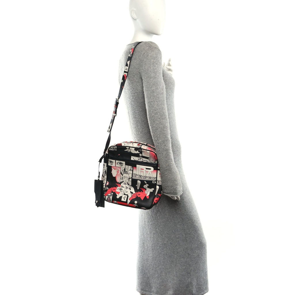 Prada X JAMES JEAN Vitello DNA Flat Messenger Bag Black