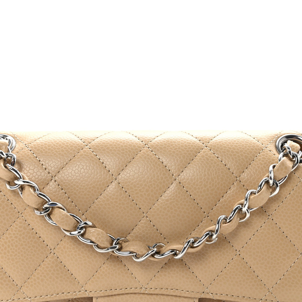Chanel Caviar Quilted Small Double Flap Beige