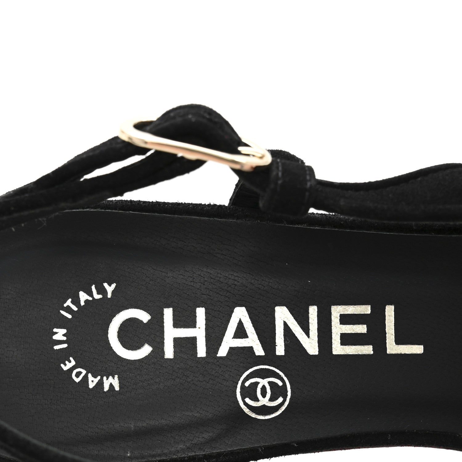 Chanel Suede Cap Toe CC Slingback Pumps 36 Black