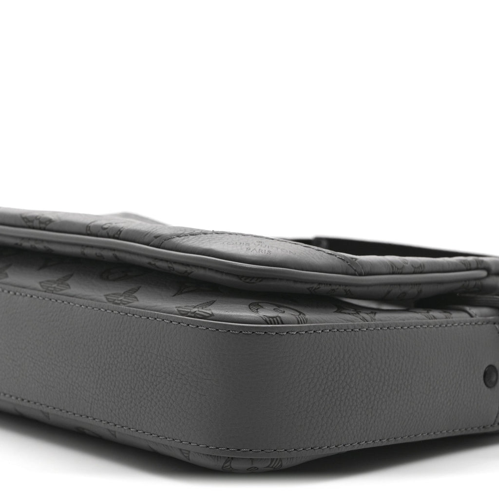 Louis Vuitton Calfskin Monogram Shadow Trio Messenger Anthracite Gray