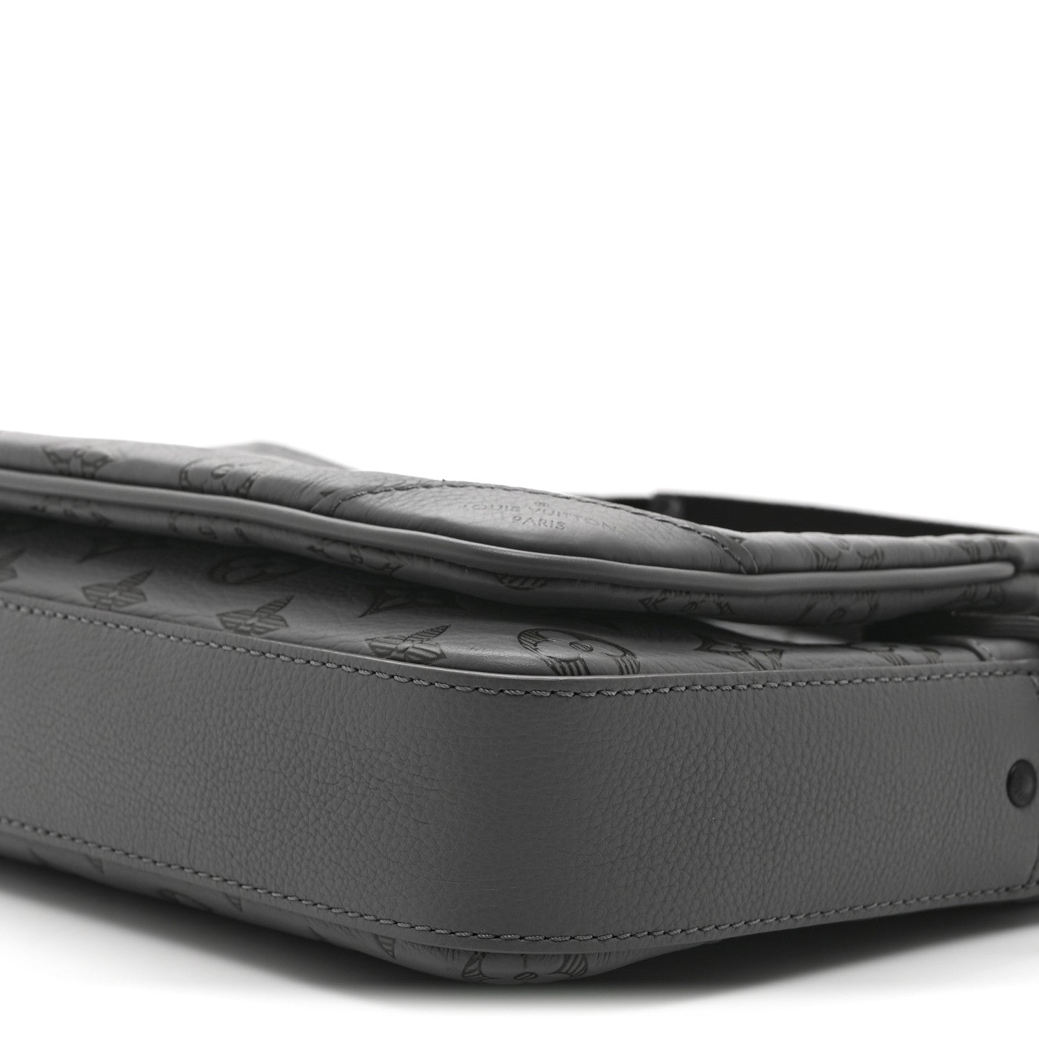 Louis Vuitton Calfskin Monogram Shadow Trio Messenger Anthracite Gray