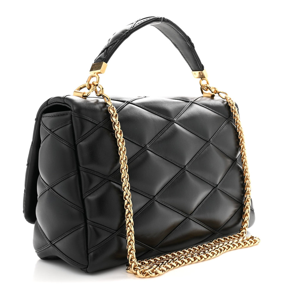 Louis Vuitton Lambskin Malletage Top Handle GO-14 GM Black