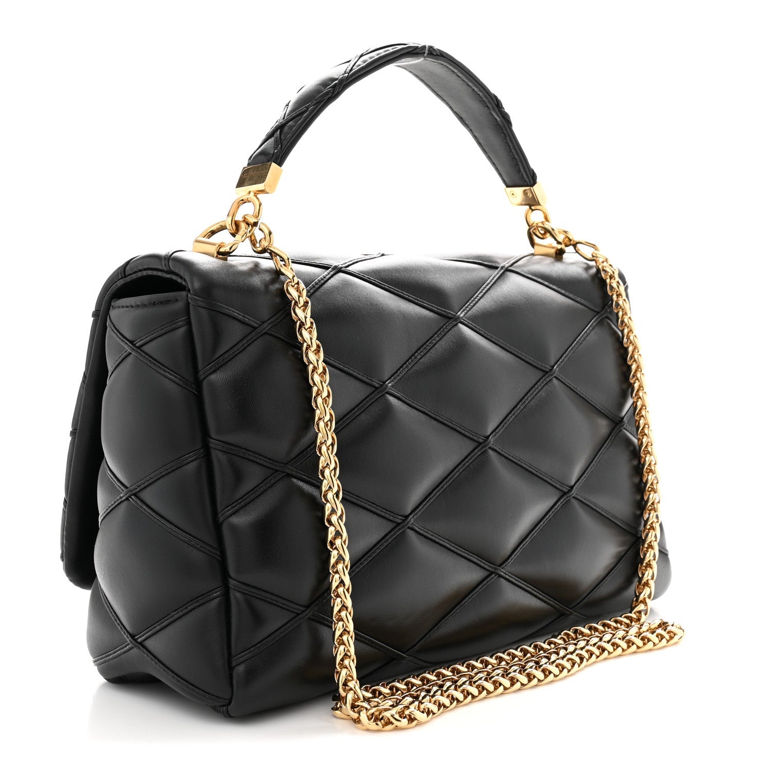 Louis Vuitton Lambskin Malletage Top Handle GO-14 GM Black