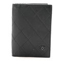 Calfskin Quilted Card Holder Wallet So Black