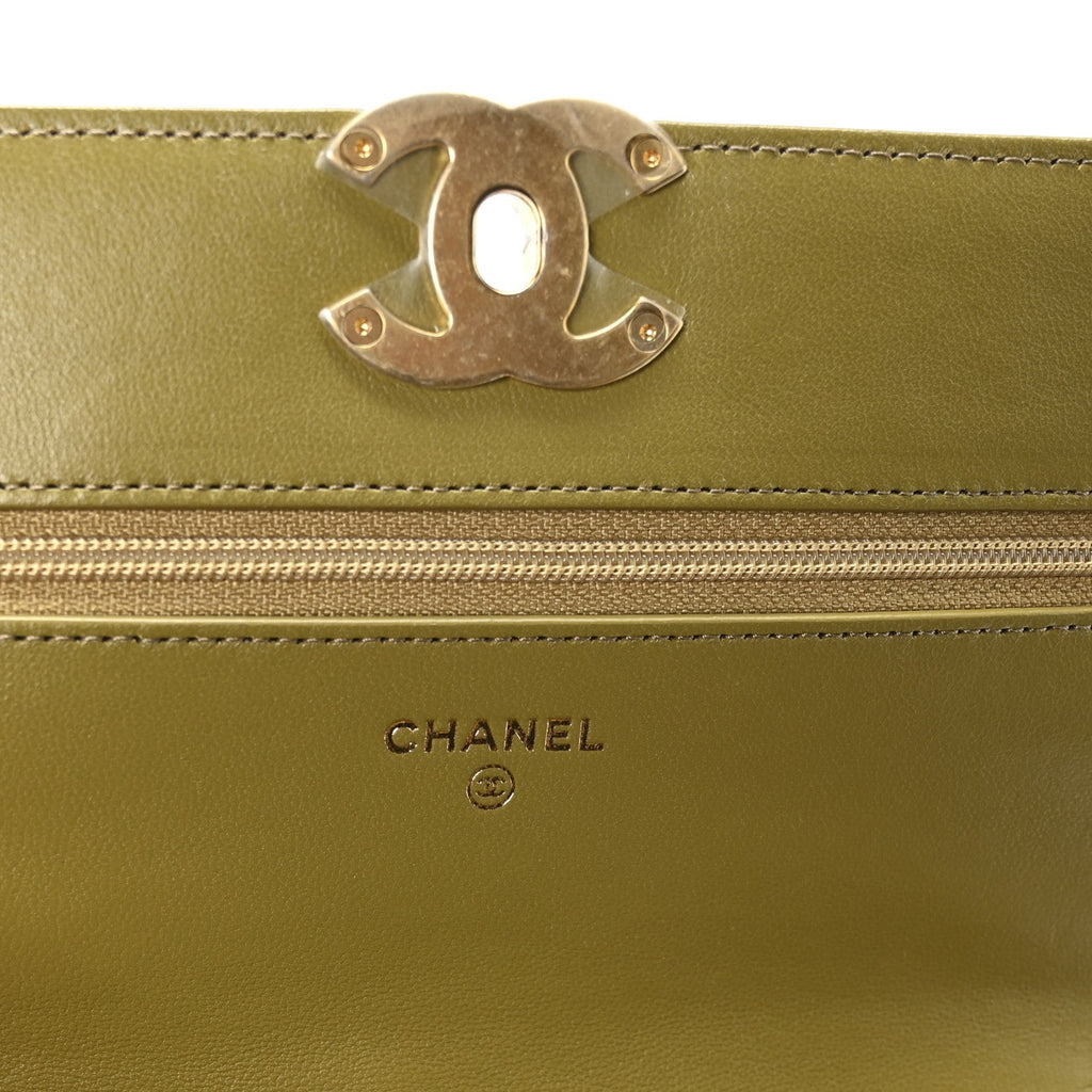 Chanel Lambskin Quilted Chanel 19 Wallet On Chain WOC Green