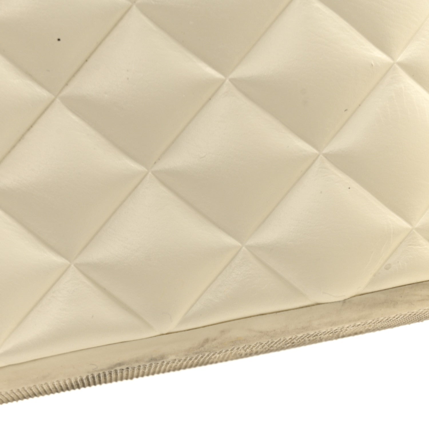 Chanel Shiny Calfskin Quilted Wedge Sandals 36 Ivory