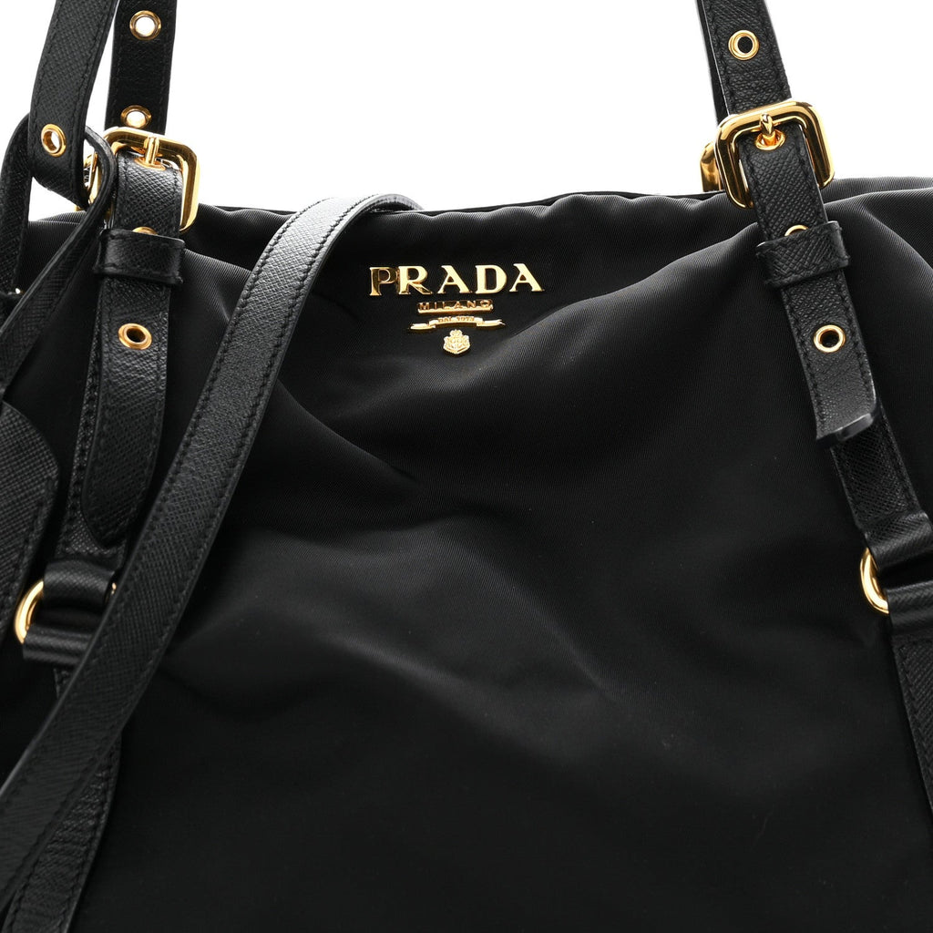 Prada Saffiano Tessuto Nylon Shopping Tote Black