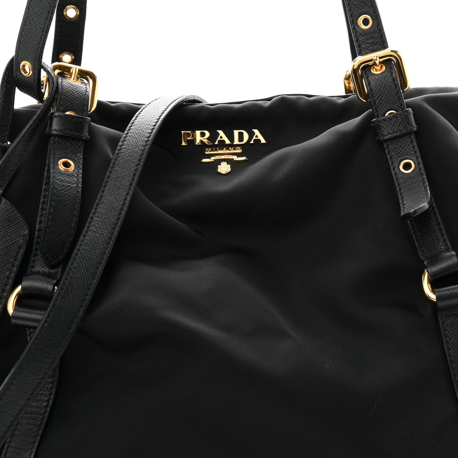 Prada Saffiano Tessuto Nylon Shopping Tote Black