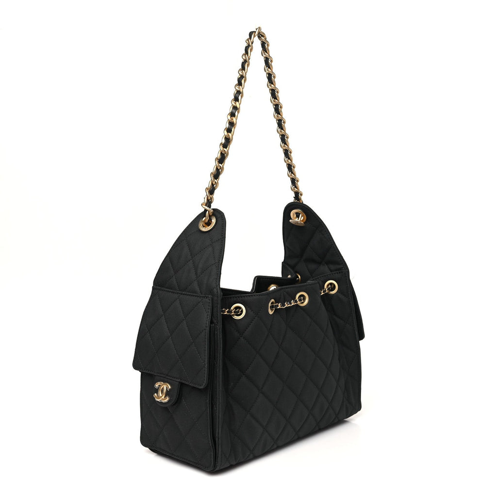 Chanel Canvas Quilted Small Chanel 25 Handbag Black