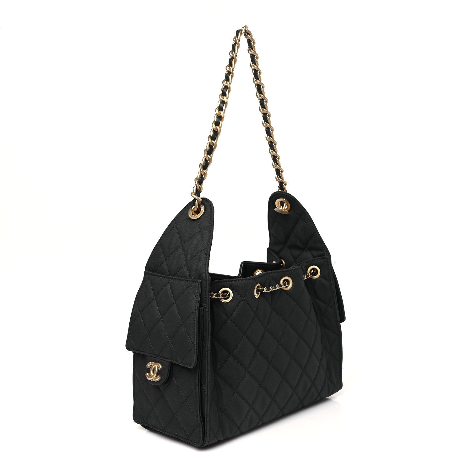 Chanel Canvas Quilted Small Chanel 25 Handbag Black