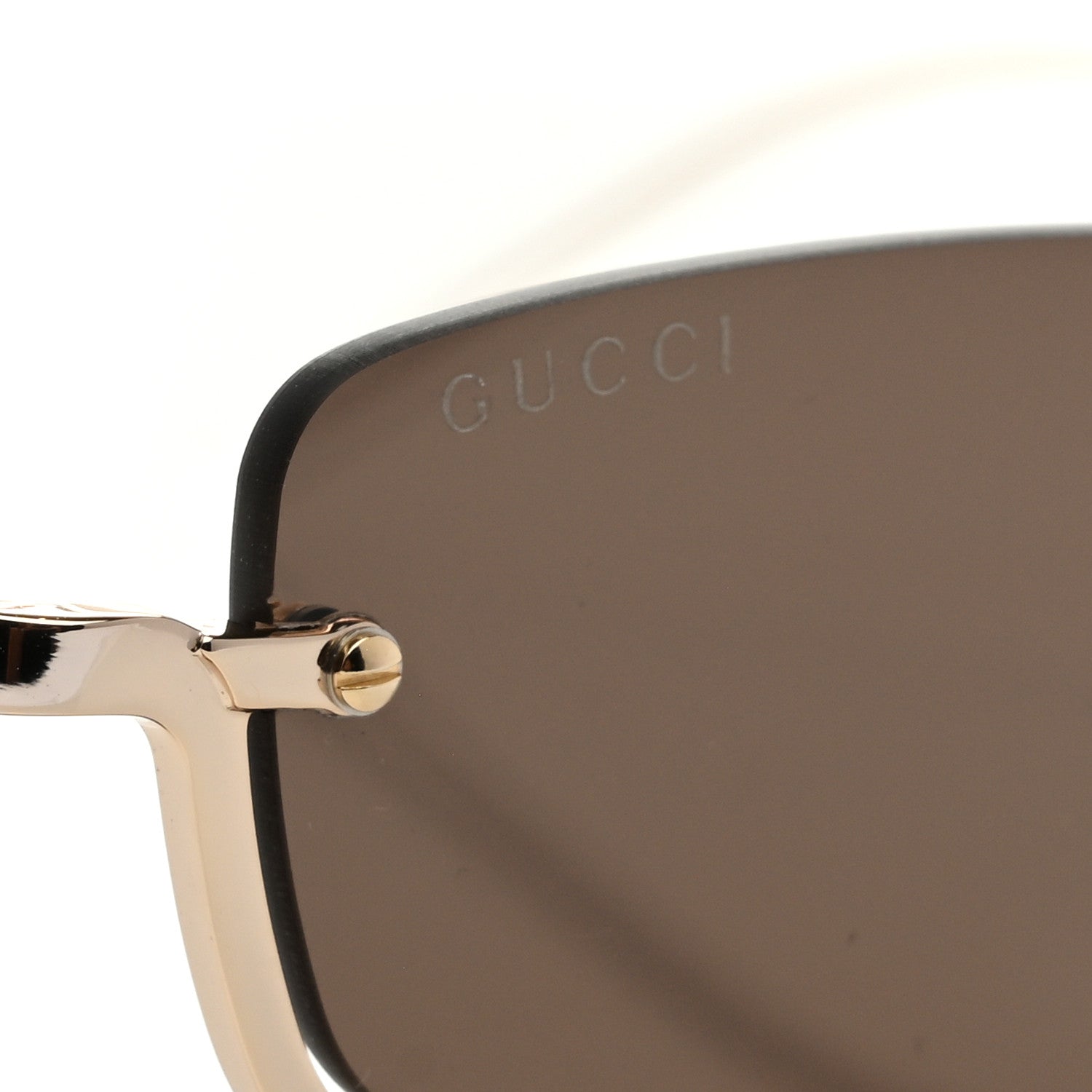Gucci Metal Rectangular Frame Sunglasses GG1278S Brown Gold