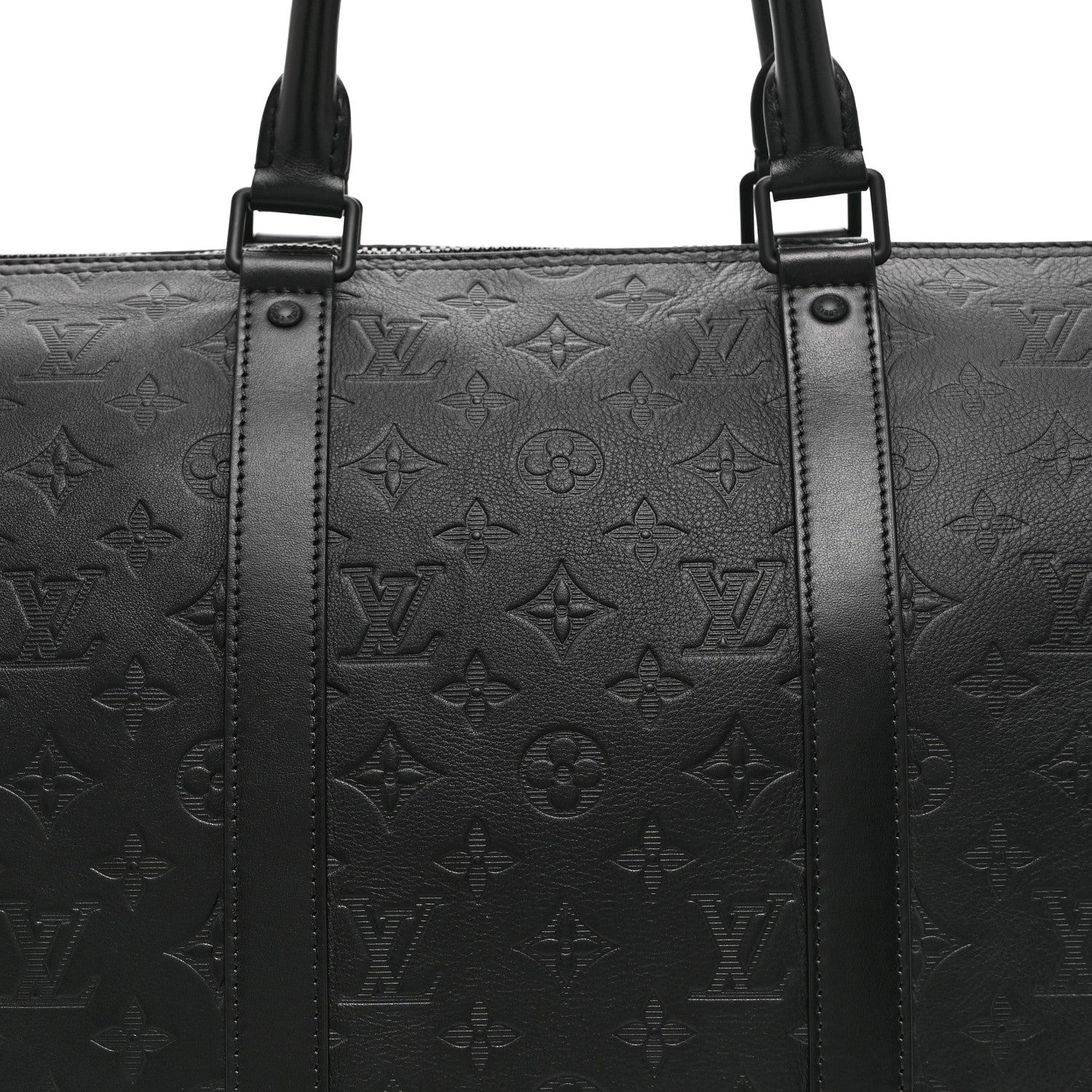 Louis Vuitton Calfskin Shadow Monogram Keepall Bandouliere 50 Black