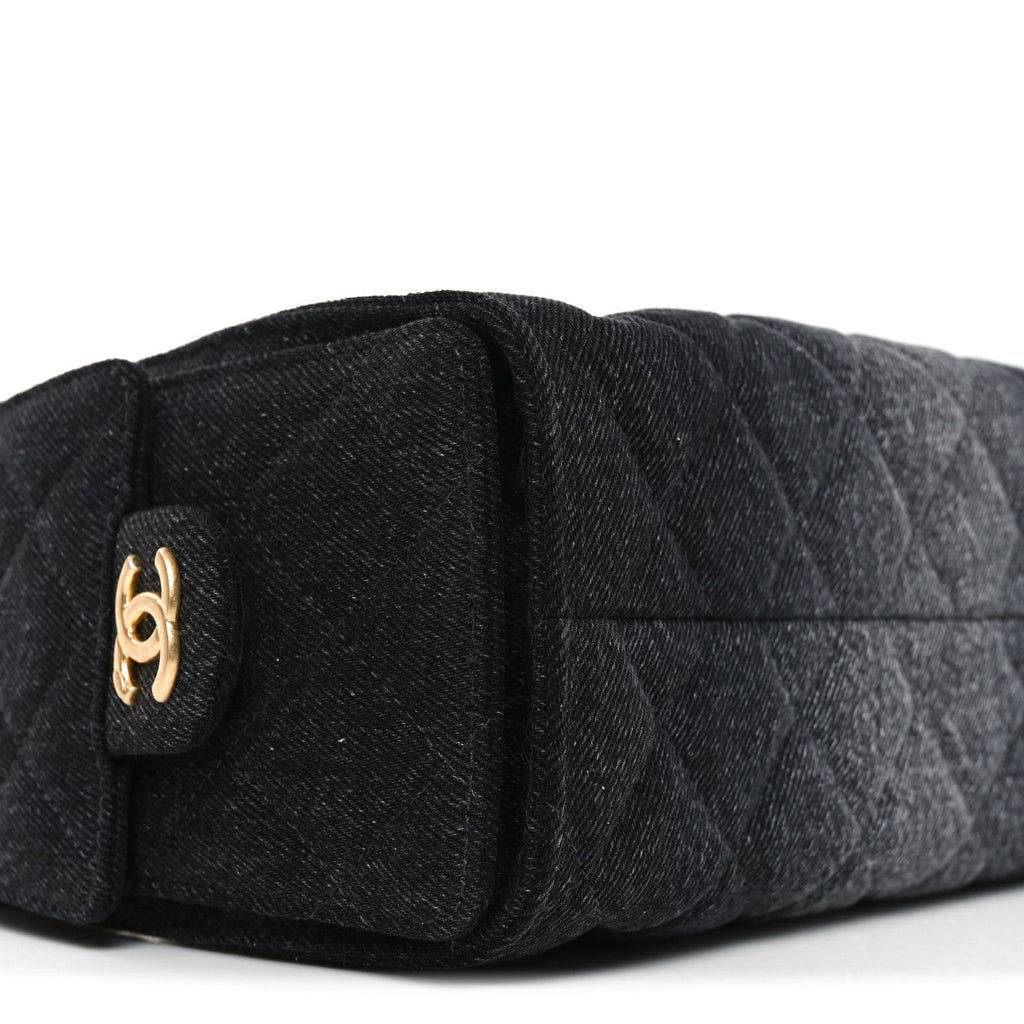Chanel Washed Denim Quilted Mini Chanel 25 Handbag Black